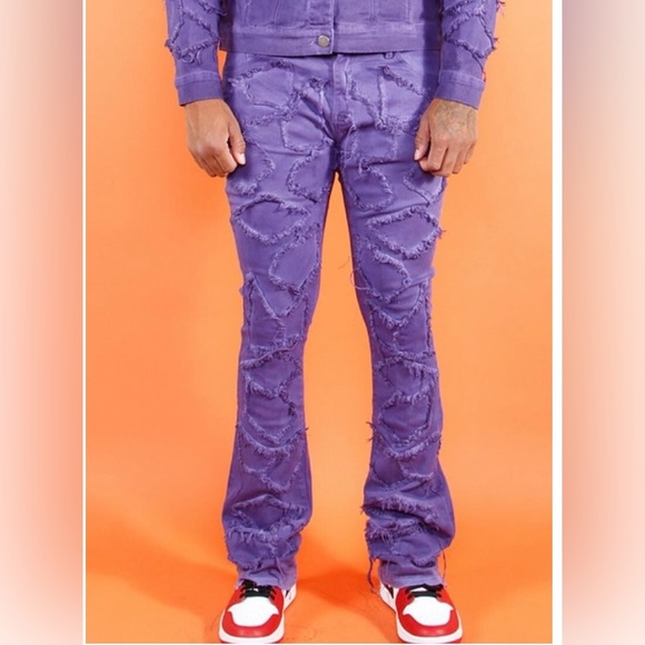 Sz Various 508 Maze Stack Jeans Purple - Picture 1 of 3